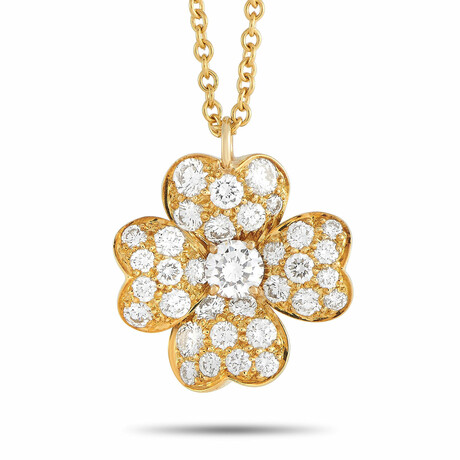 Van Cleef & Arpels // Cosmo 18K Yellow Gold + Diamond Small Pendant Necklace // 15" // Estate