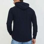 Kimki Half Zip Hoodie Sweatshirt // Navy (XS)