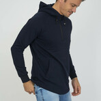 Kimki Half Zip Hoodie Sweatshirt // Navy (XS)