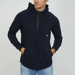 Kimki Half Zip Hoodie Sweatshirt // Navy (XS)