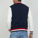 Burda College Jacket Sweatshirt // Navy + Ecru (L)