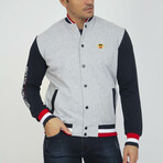 Burda College Jacket Sweatshirt // Gray Melange + Navy (S)