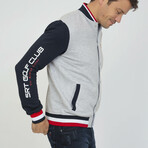 Burda College Jacket Sweatshirt // Gray Melange + Navy (2XL)