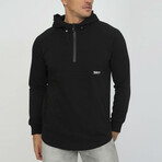Kimki Half Zip Hoodie Sweatshirt // Black (S)