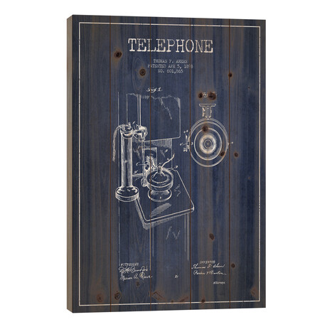Ahern Telephone Blue Patent Blueprint by Aged Pixel