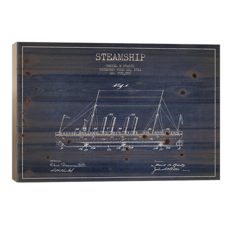 Steamship Navy Blue Patent Blueprint by Aged Pixel
