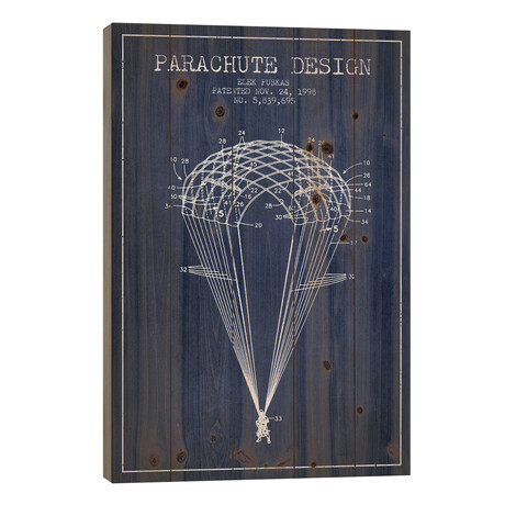 Parachute Design Navy Blue Patent Blueprint by Aged Pixel