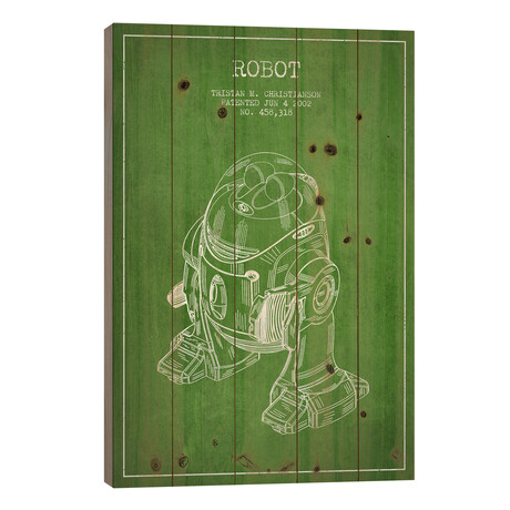 Robot Green Patent Blueprint by Aged Pixel