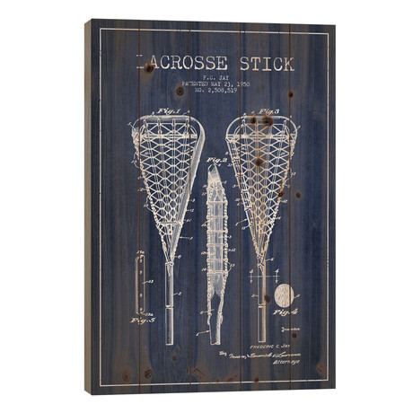 Lacrosse Stick Navy Blue Patent Blueprint by Aged Pixel
