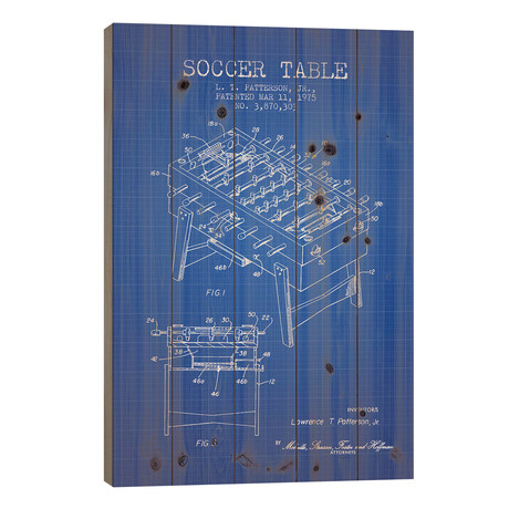 L.T. Patterson, Jr. Soccer Table Patent Sketch (Blue Grid) by Aged Pixel