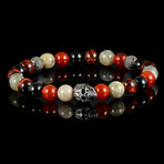 Red Tiger Eye + Red Agate + Labradorite + Onyx Stone Bracelet // 8"
