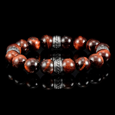 Red Tiger Eye Stone + Stainless Steel Accents // 12mm