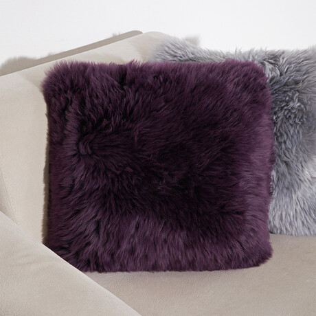 Sheepskin Cushion Cover // Purple
