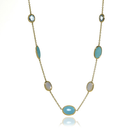Luce 18K Yellow Gold + Blue Topaz Necklace // 16" // Store Display