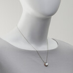 Lollipop Sterling Silver + Coral Ceramic + Diamond + Mother Of Pearl Necklace // 18" // Store Display