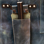 Buffalo Leather Knife Holder Apron Accessory // Midnight Blue