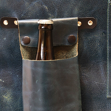Buffalo Leather Beer Holder Apron Accessory // Midnight Blue