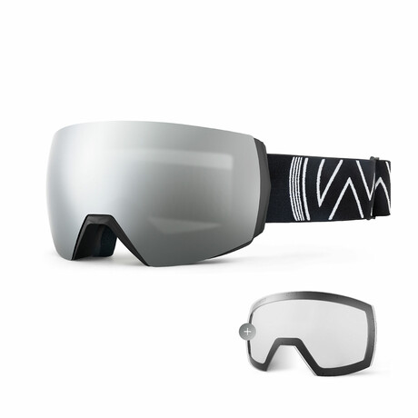 ULTRA XL Ski Goggles // Black Sonic Frame VLT 10% (VLT 10% Sliver Lens + Clear Lens)