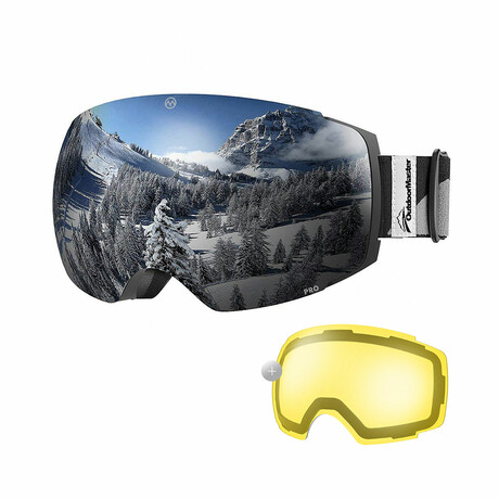 PRO XM Ski Goggles // Black-Gray Frame VLT 10% (VLT 10% Gray Lens + Clear Lens)