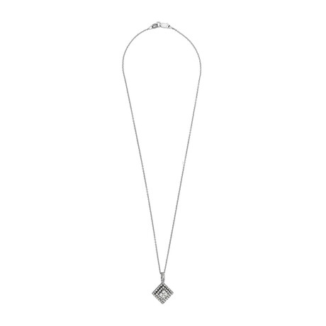 18K White Gold + Diamond Pendant Necklace // 16" // New
