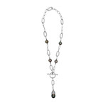 18K White Gold Pearl + Diamond Necklace // 16" // New