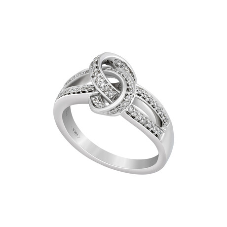 18K White Gold Diamond Double-Knot Ring // Ring Size: 6.25 // New
