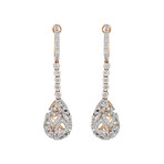 18K White Gold + 18k Rose Gold Diamond Dangly Earrings // New