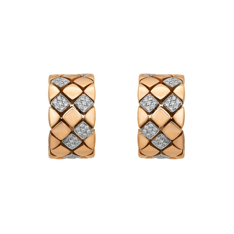 18K White Gold + 18k Rose Gold Diamond Earrings // New