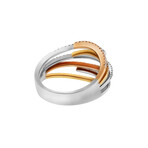 18K White Gold + 18k Rose Gold + 18k Yellow Gold Diamond Ring // Ring Size: 6.75 // New