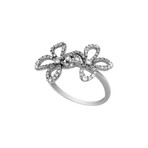 18K White Gold Diamond Flower Ring // Ring Size: 7 // New