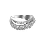 18K White Gold Diamond Asymmetrical Stack Ring // Ring Size: 7 // New