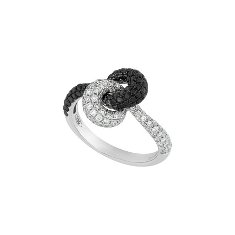 18K Black Gold + 18k White Gold Diamond Ring // Ring Size: 6.5 // New