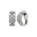 18K White Gold Diamond Half-Hoop Earrings // New