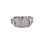 18K White Gold Diamond Chain-Link Ring // Ring Size: 6.25 // New