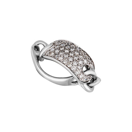 18K White Gold Diamond Chain-Link Ring // Ring Size: 6.25 // New
