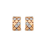 18K White Gold + 18k Rose Gold Diamond Caged Huggie-Hoop Earrings // New