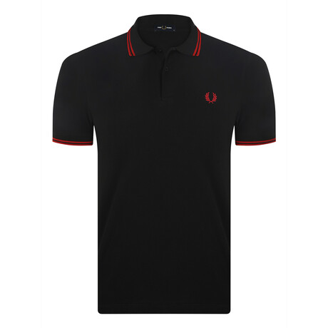 Emmanuel Tipped Polo Shirt // Black + Red (S)
