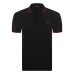 Emmanuel Tipped Polo Shirt // Black + Red (S)