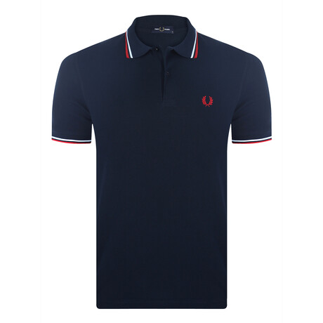 Marcus Tipped Polo Shirt // Navy + White + Red (S)