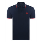Marcus Tipped Polo Shirt // Navy + White + Red (M)