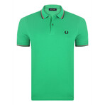 Abraham Tipped Polo Shirt // Modern Green + Modern Pink + Black (S)