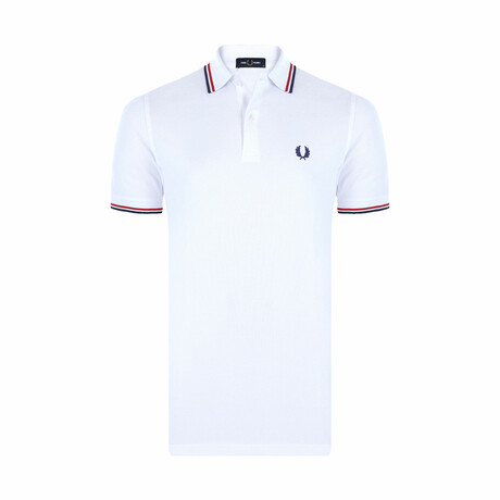 Aidan Tipped Polo Shirt // White + Red + Navy (S)