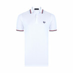 Aidan Tipped Polo Shirt // White + Red + Navy (M)