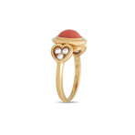 Boucheron // Vintage 18K Yellow Gold Diamond + Coral Ring // Ring Size: 5.75 // Estate