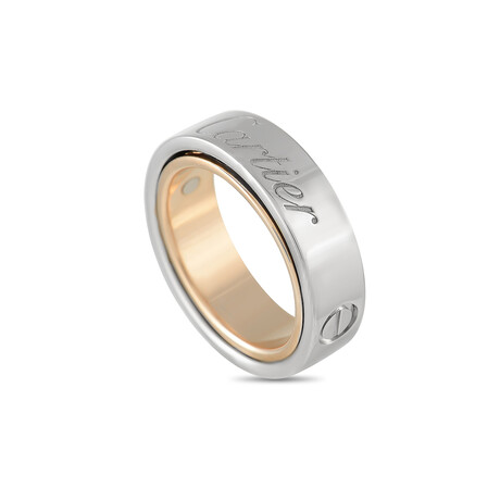 Cartier // LOVE 18K White Gold + 18k Rose Gold Double Band Ring // Ring Size: 4.75 // Estate