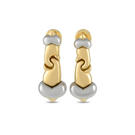 Bulgari // Gancio 18K Yellow Gold Two-Toned Dangle Clip-On Earrings // Estate