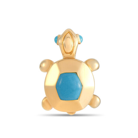Cartier // 18K Yellow Gold Turquoise Turtle Pin // Estate