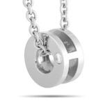 Hermès // 18K White Gold Circle Pendant Necklace // 15" // Estate