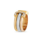 Cartier // Double C 18K Yellow Gold + 18k White Gold + 18k Rose Gold Diamond Ring // Ring Size: 5.5 // Estate