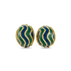 Tiffany & Co. // Vintage 18K Yellow Gold + Enamel Clip-On Earrings // Estate